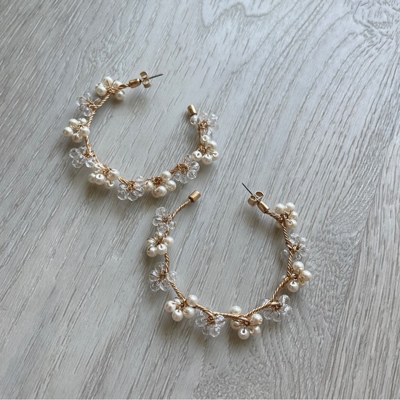 BRAND NEW Zara Crystal Drop Hoop Earrings, Gold - Picture 8 of 8